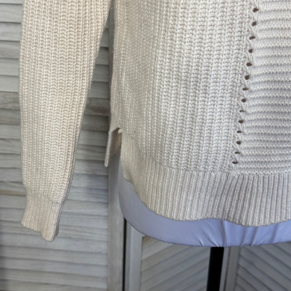 J.Crew Women's Sweater Cream Cotton Wool Knit Normcore Cottage Minimalist XS - Picture 5 of 11